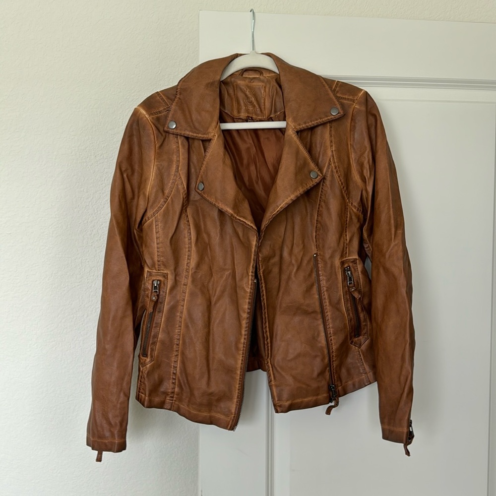 Max Studio Faux Leather Jacket - Cognac